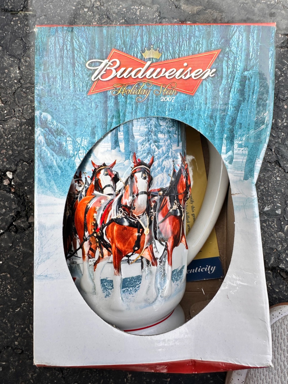 Budweiser Holiday Stein 2007 Red White Blue